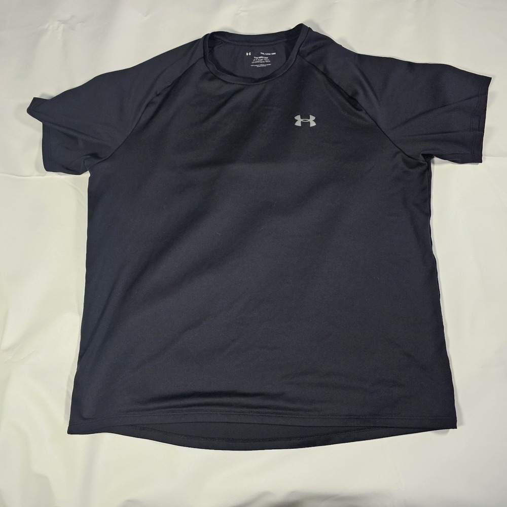 Under Armour Tech Tee Black Short Sleeve T-Shirt Mens XXL 2XL Athletic Loose Fit